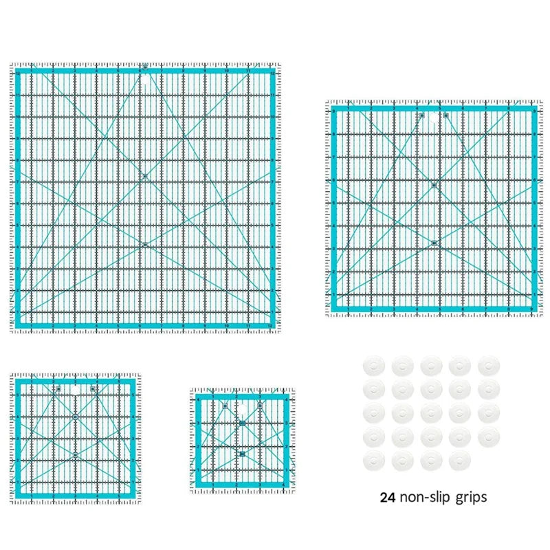 AA81-4Pcs Quilting Rulers,Quilting Rulers And Templates,Square Quilting Rulers Fabric Cutting Ruler For Quilting And Sewing