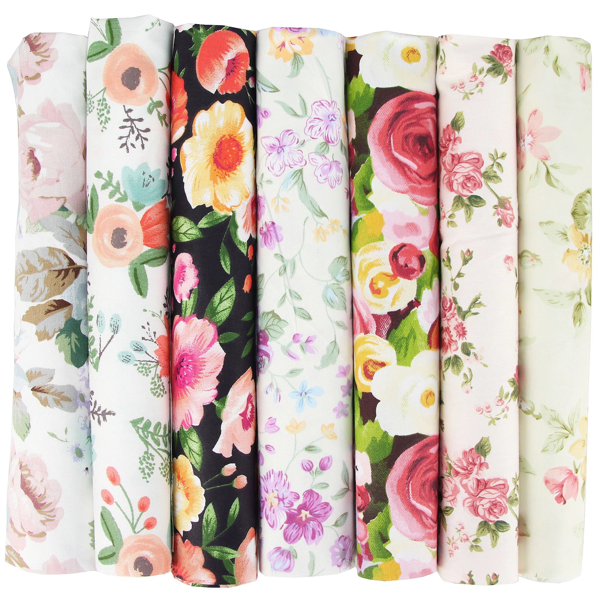 Assorted Cotton Fabric Squares – 7 Pieces