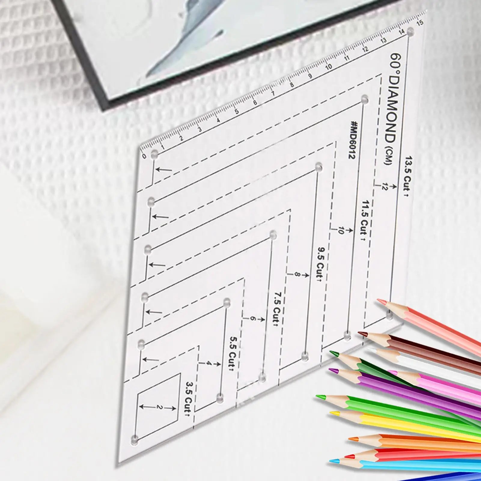 Quilting Templates For Cutting Patterns 60 Degree Sewing Cutting Craft Ruler Transparent Tool Supplies For Projects Enhancing
