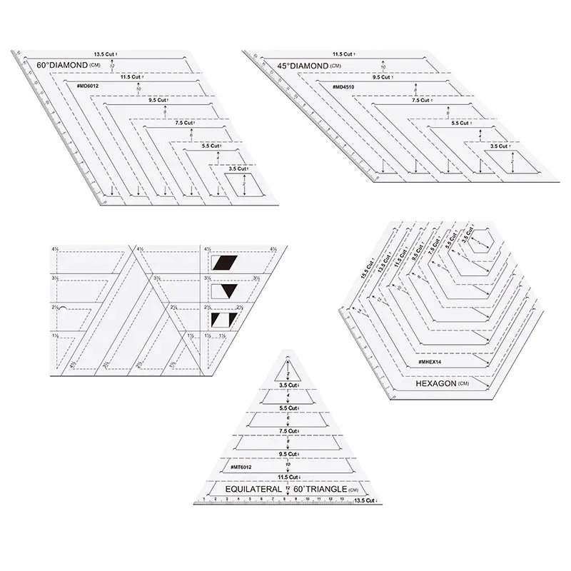 Quilting ruler Sewing template patchwork tool Fabric cutting ruler Hand sewing drawing tool