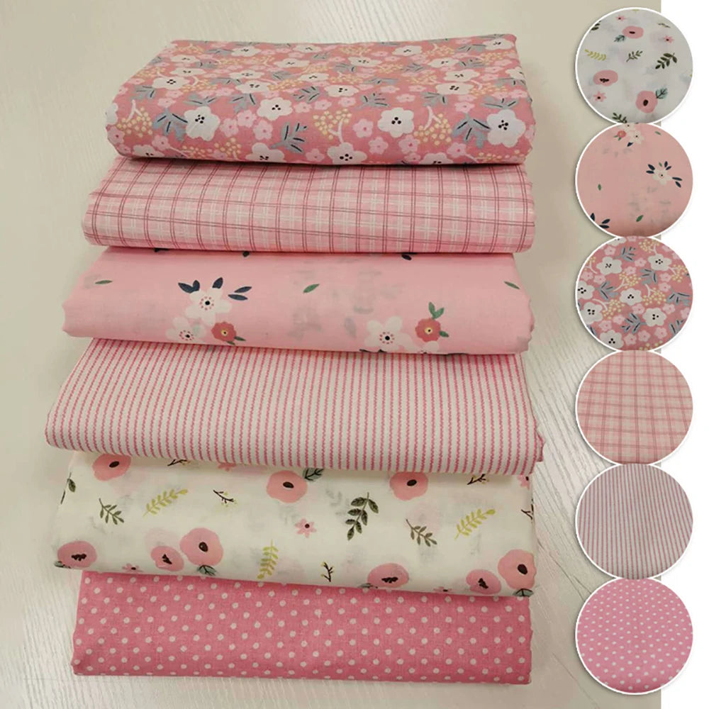 6pcs 25/50cm DIY Floral Cotton Cloth Pre-Cut  Sewing Fabric Handmade Floral Cloth Sewing Patchwork Bundle DIY