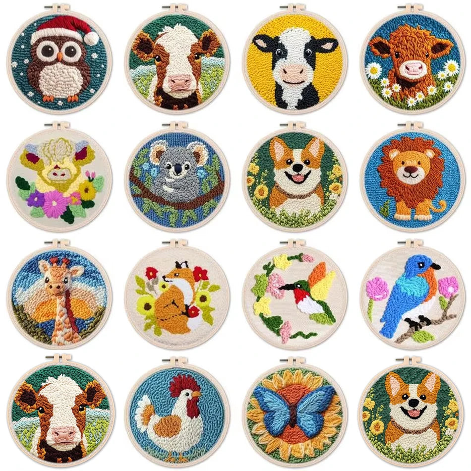DIY Punch Needle Embroidery Starter Kit – Animal Pattern