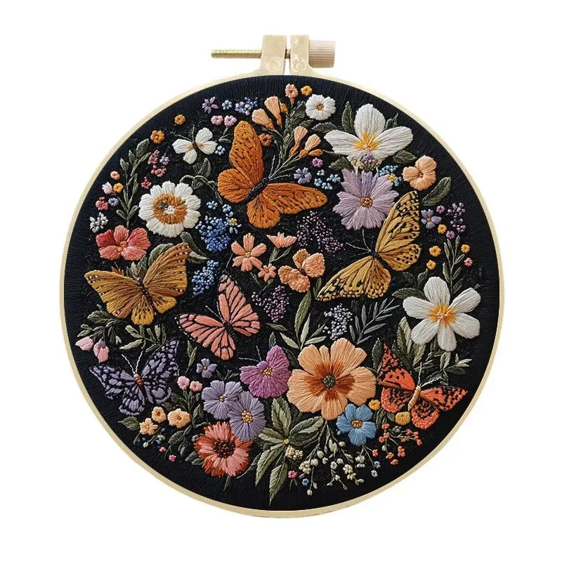 Embroidery Starter Kit with Plant & Butterfly Patterns