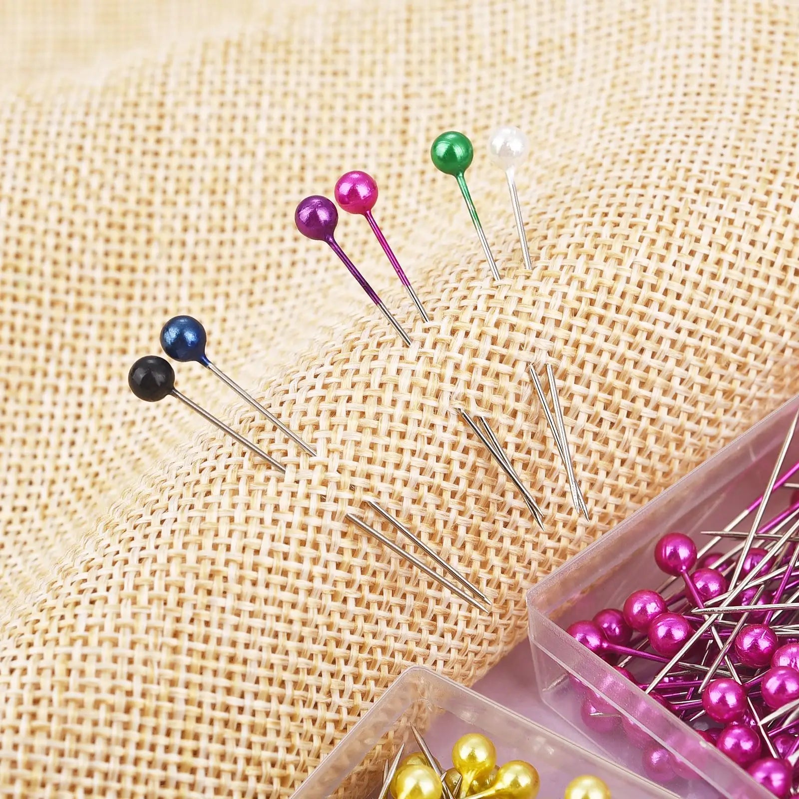 100Pcs Colorful Pearl Head Sewing Pins