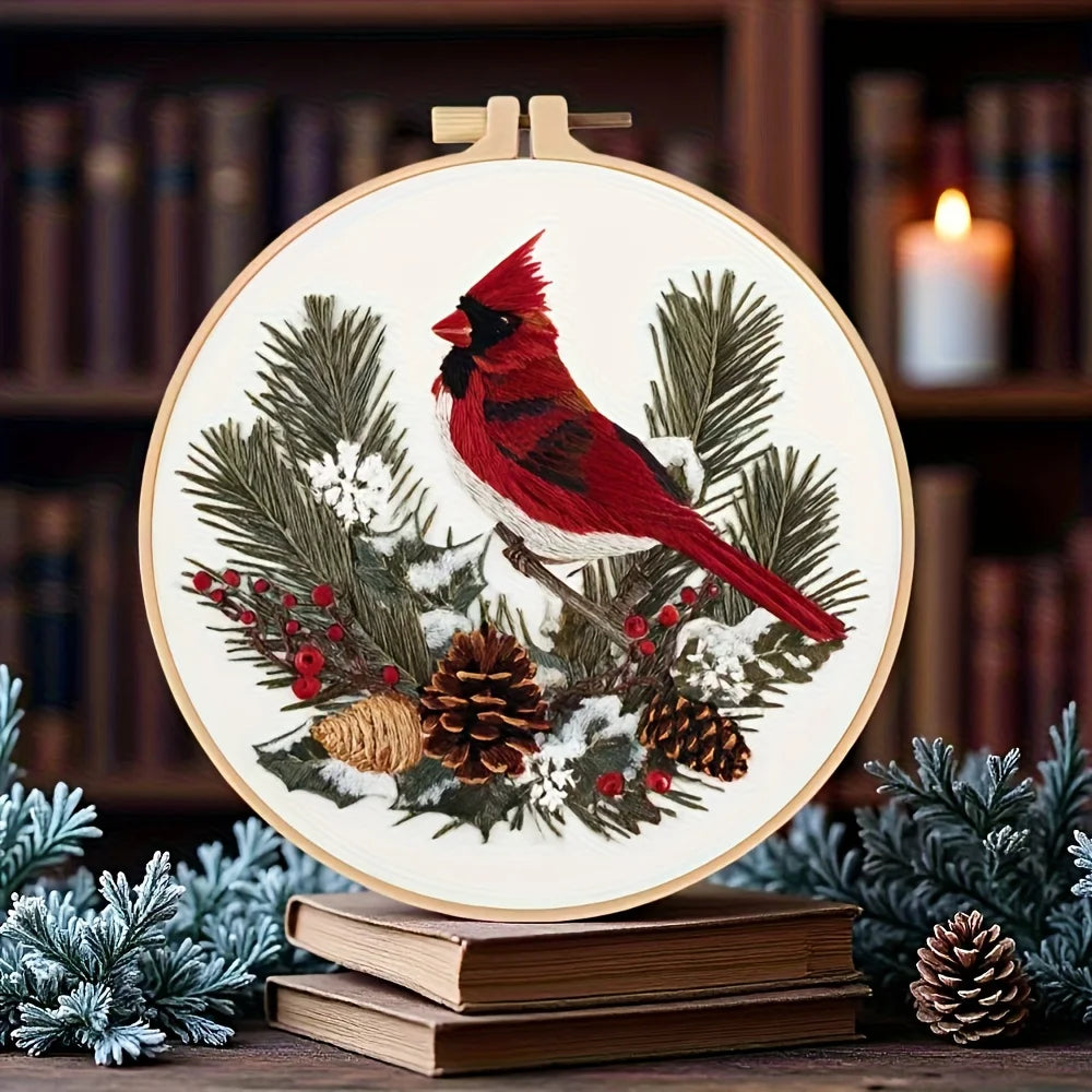 Christmas Reindeer & Magpie Embroidery Kit