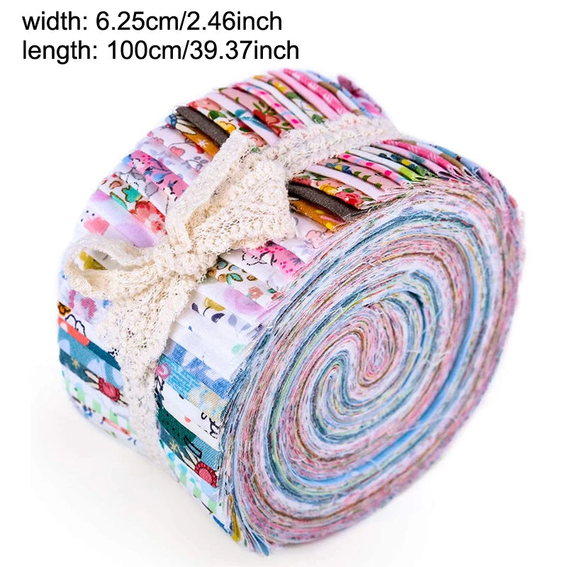 Jelly Roll Cotton Fabric Strips – Random Pattern