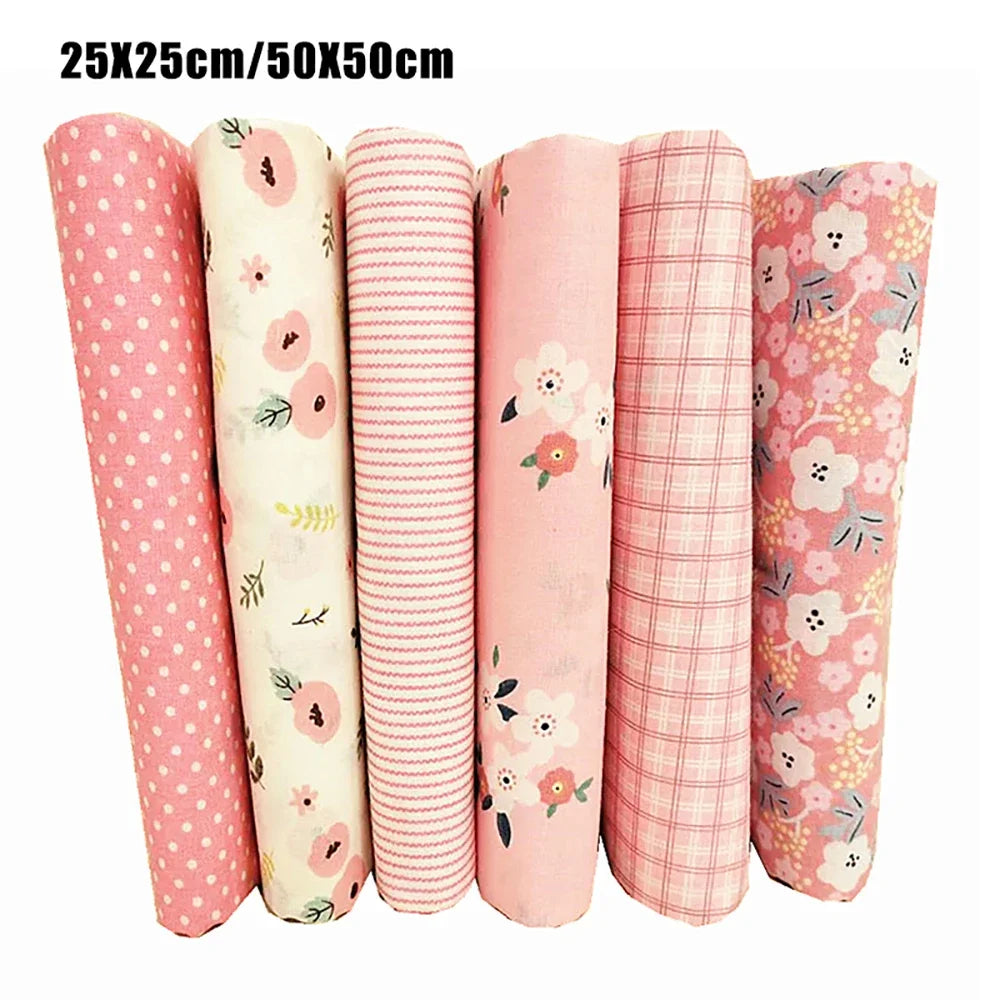 6pcs 25/50cm DIY Floral Cotton Cloth Pre-Cut  Sewing Fabric Handmade Floral Cloth Sewing Patchwork Bundle DIY