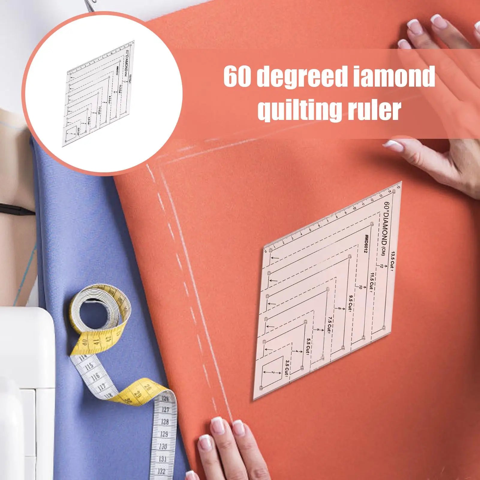 Quilting Templates For Cutting Patterns 60 Degree Sewing Cutting Craft Ruler Transparent Tool Supplies For Projects Enhancing