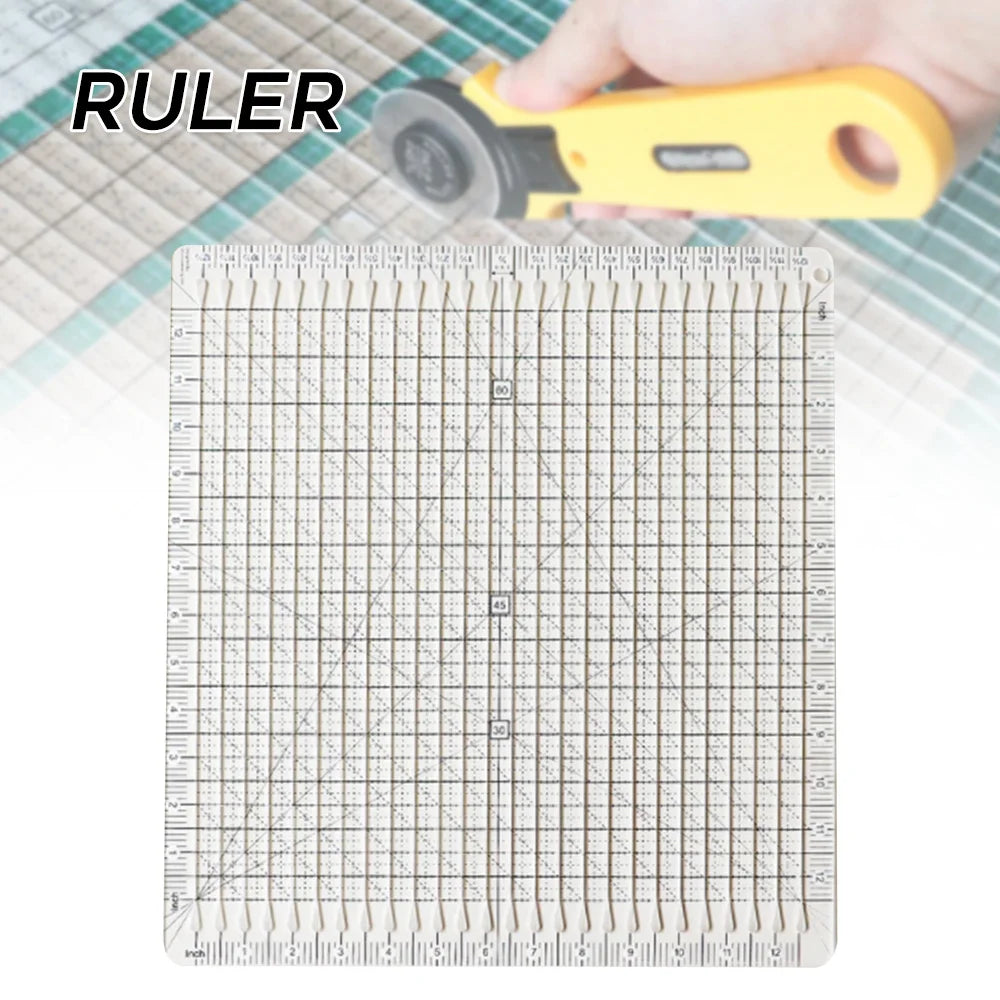 Slotted Quilting Ruler 6/12 Inch Durable Patchwork Ruler Transparent DIY Craft Cutting Ruler Template Fabric Quilting Cutting