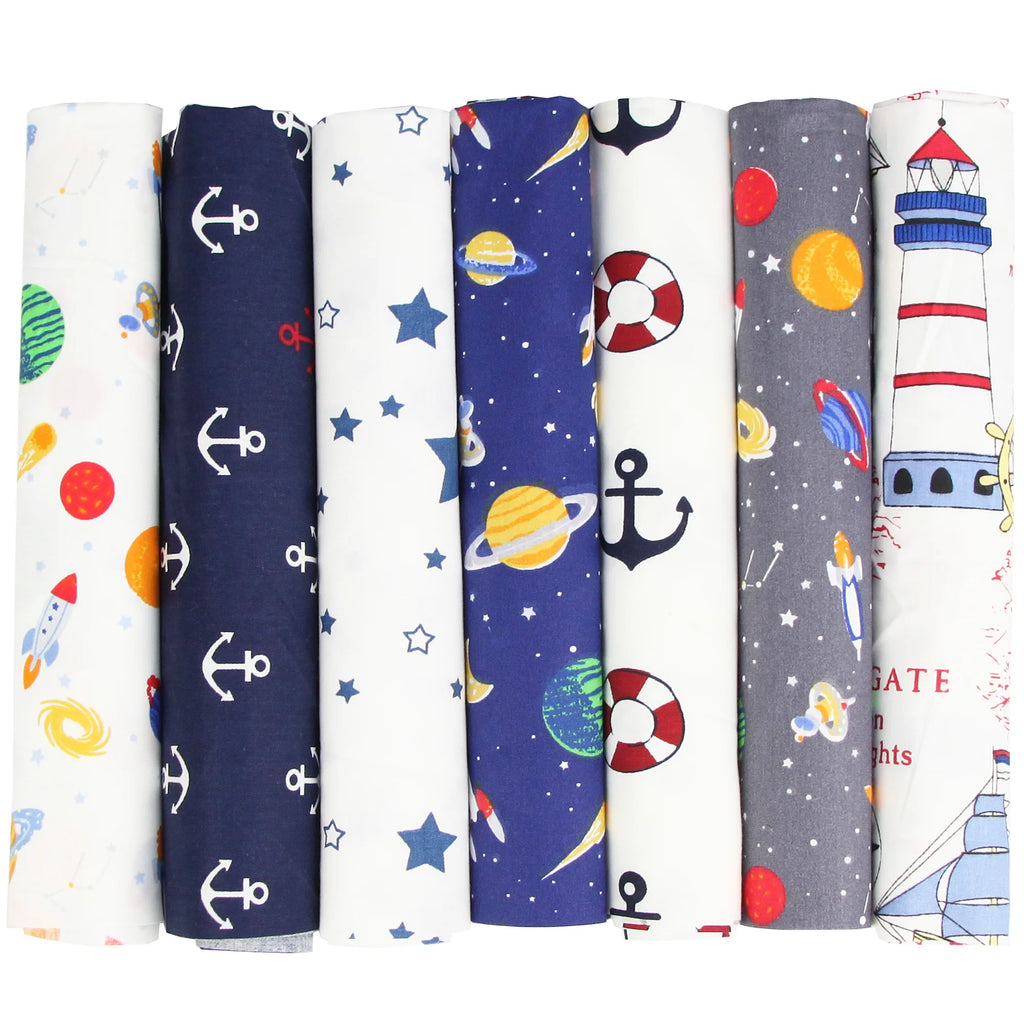 Assorted Cotton Fabric Squares – 7 Pieces