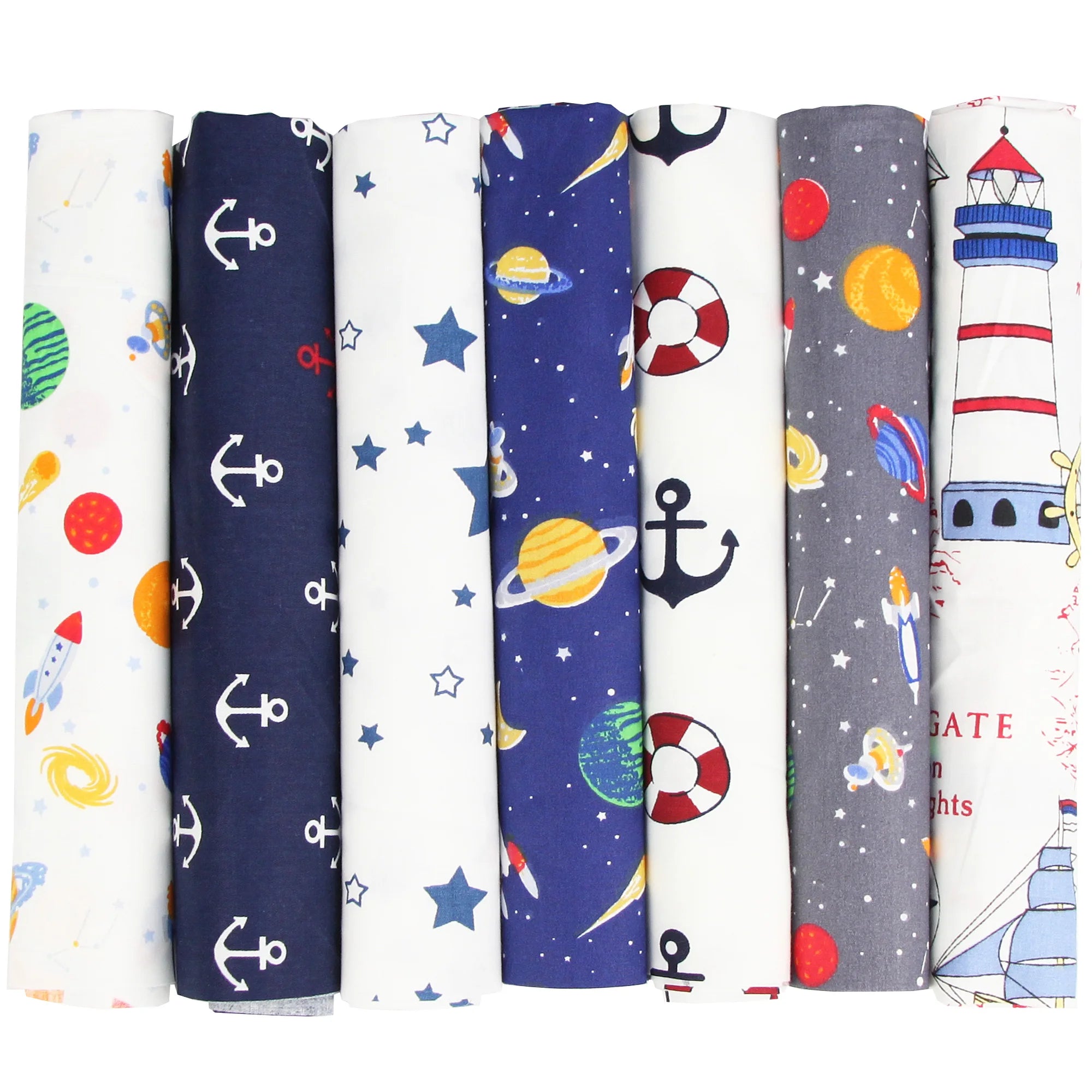 Assorted Cotton Fabric Squares – 7 Pieces