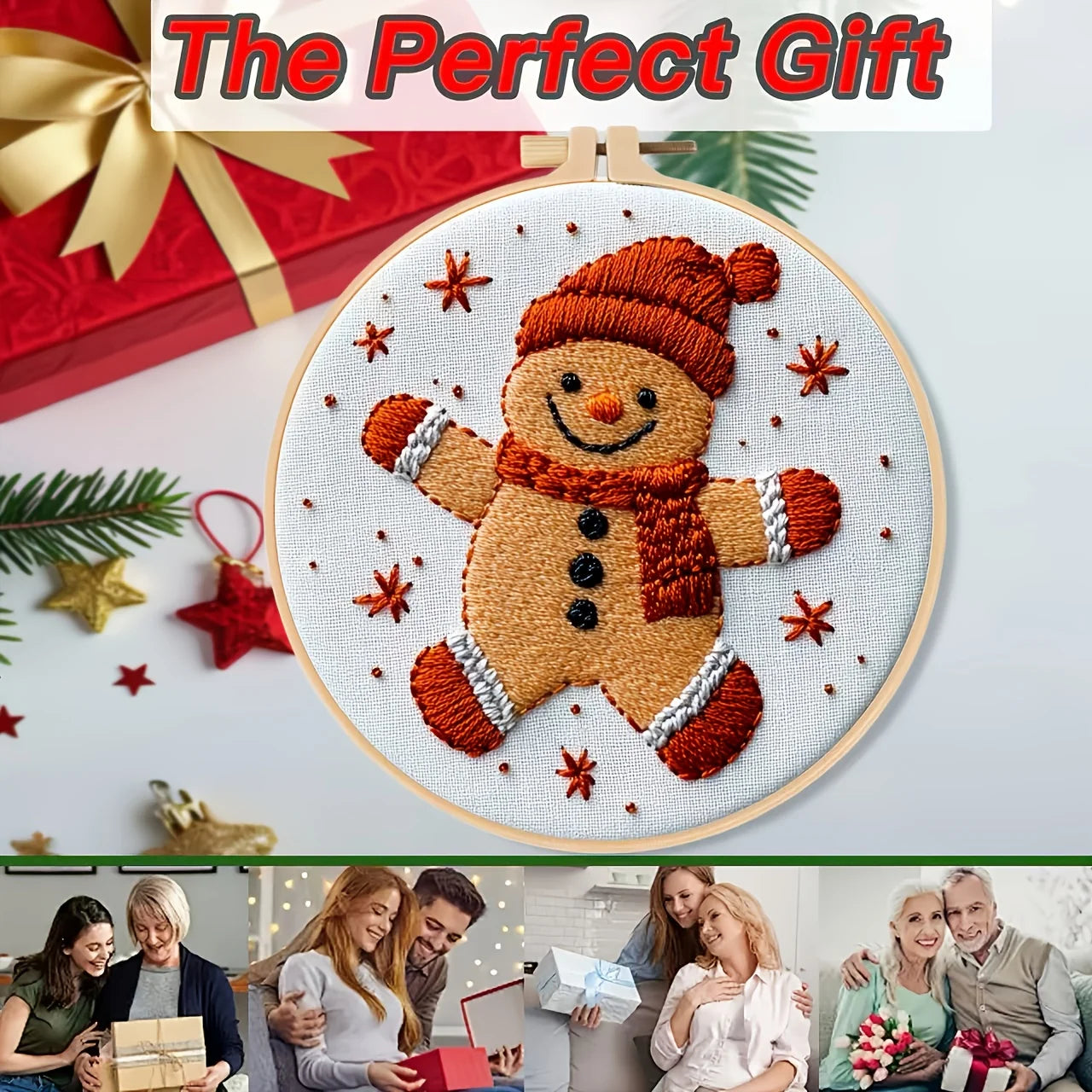 Christmas Gingerbread Man Embroidery Kit