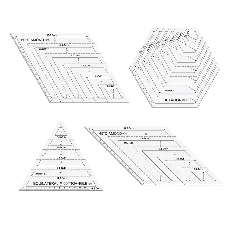 Quilting ruler Sewing template patchwork tool Fabric cutting ruler Hand sewing drawing tool
