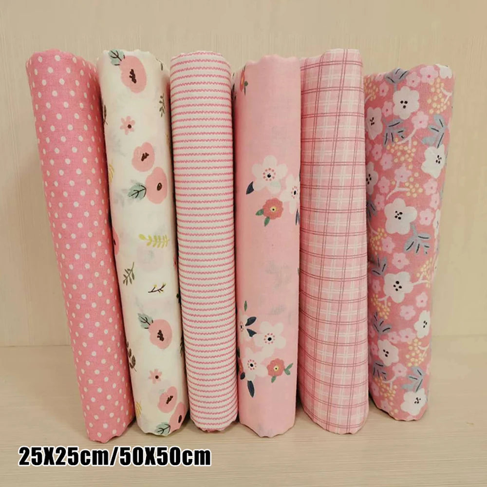 6pcs 25/50cm DIY Floral Cotton Cloth Pre-Cut  Sewing Fabric Handmade Floral Cloth Sewing Patchwork Bundle DIY