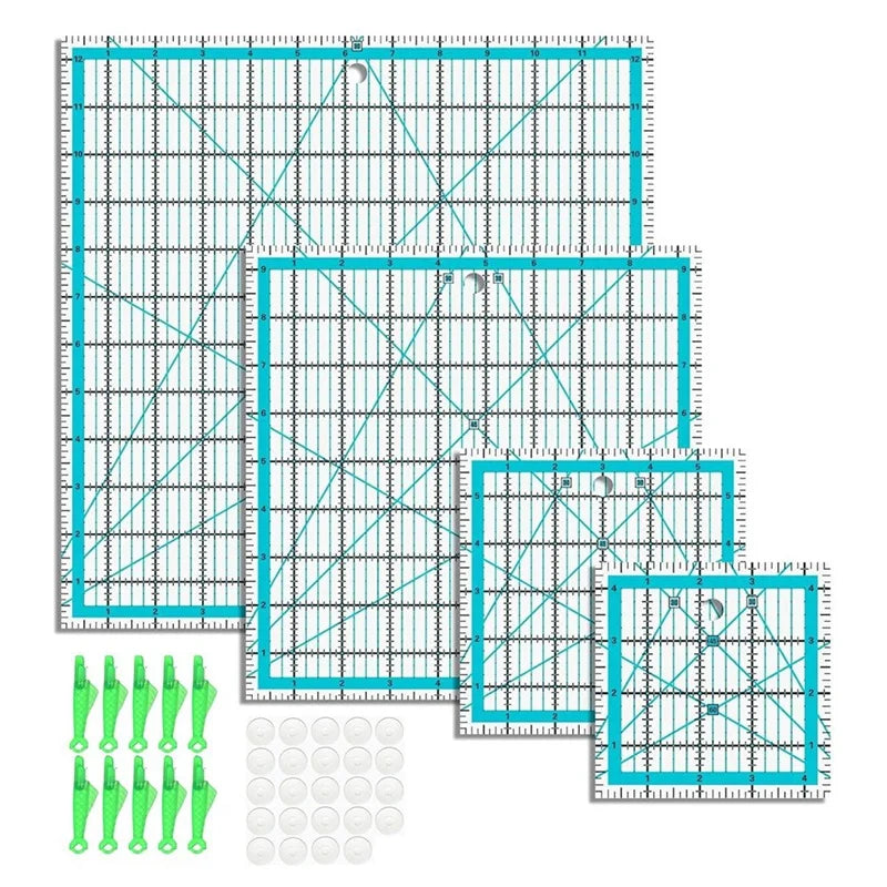 AA81-4Pcs Quilting Rulers,Quilting Rulers And Templates,Square Quilting Rulers Fabric Cutting Ruler For Quilting And Sewing
