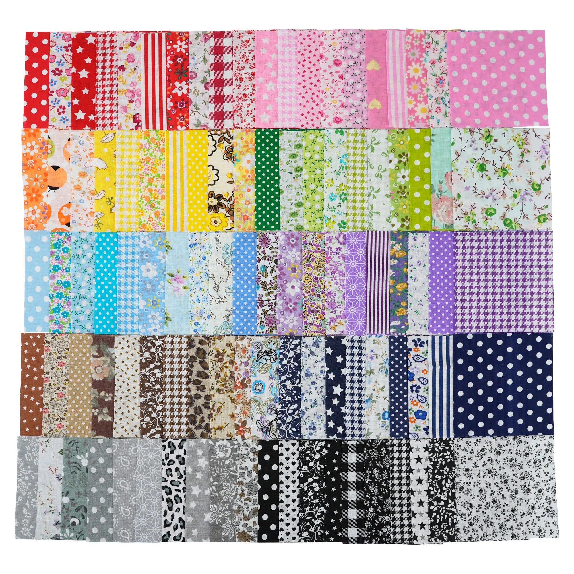Assorted Cotton Fabric Squares – 100 Pieces