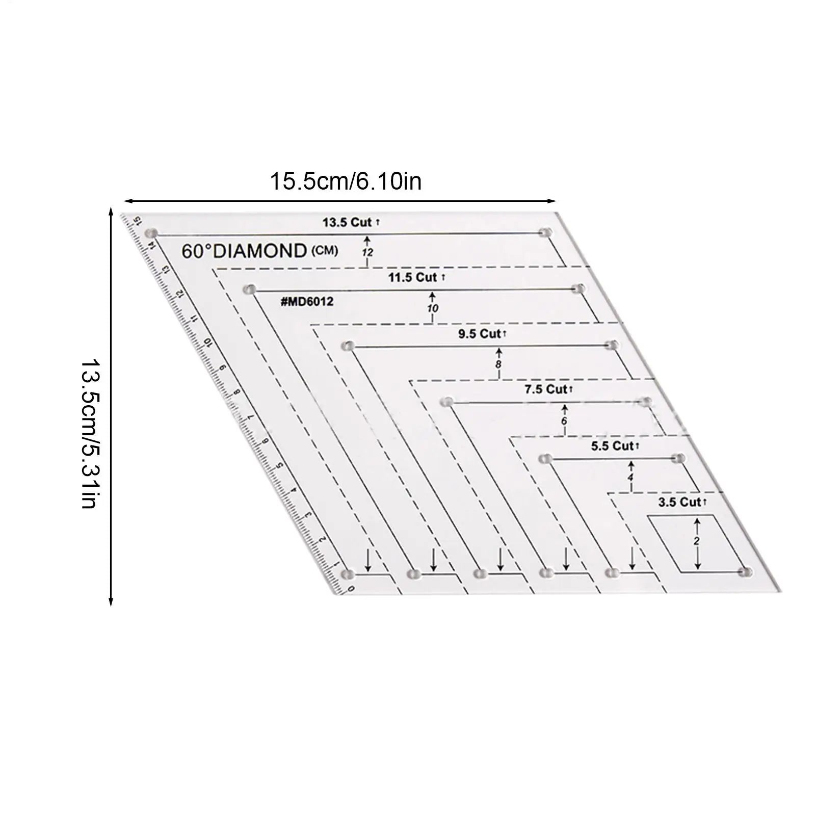 Quilting Templates For Cutting Patterns 60 Degree Sewing Cutting Craft Ruler Transparent Tool Supplies For Projects Enhancing