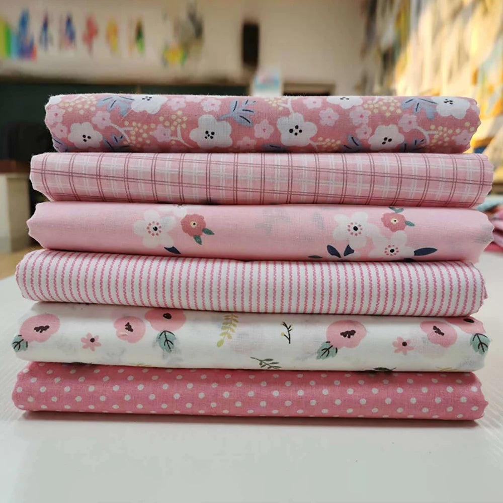 6pcs 25/50cm DIY Floral Cotton Cloth Pre-Cut  Sewing Fabric Handmade Floral Cloth Sewing Patchwork Bundle DIY