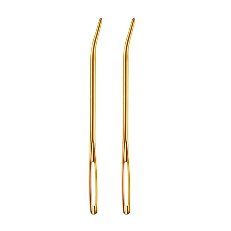 Large Eye Sewing Needle Set with Curved Tip