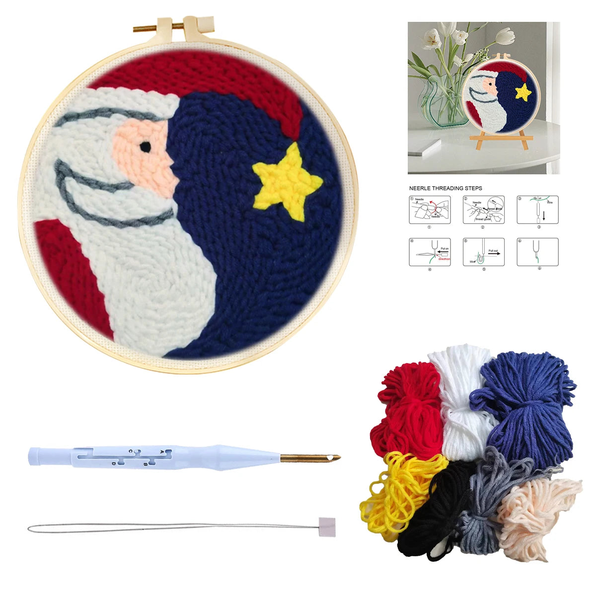 Santa Claus Punch Needle Embroidery Starter Kit