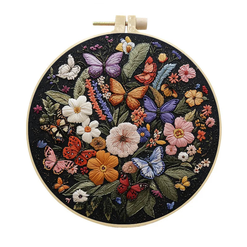 Embroidery Starter Kit with Plant & Butterfly Patterns