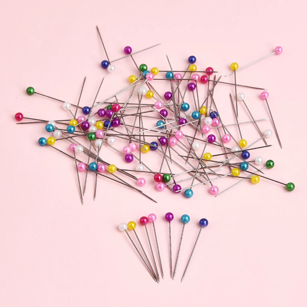 100Pcs Colorful Pearl Head Sewing Pins