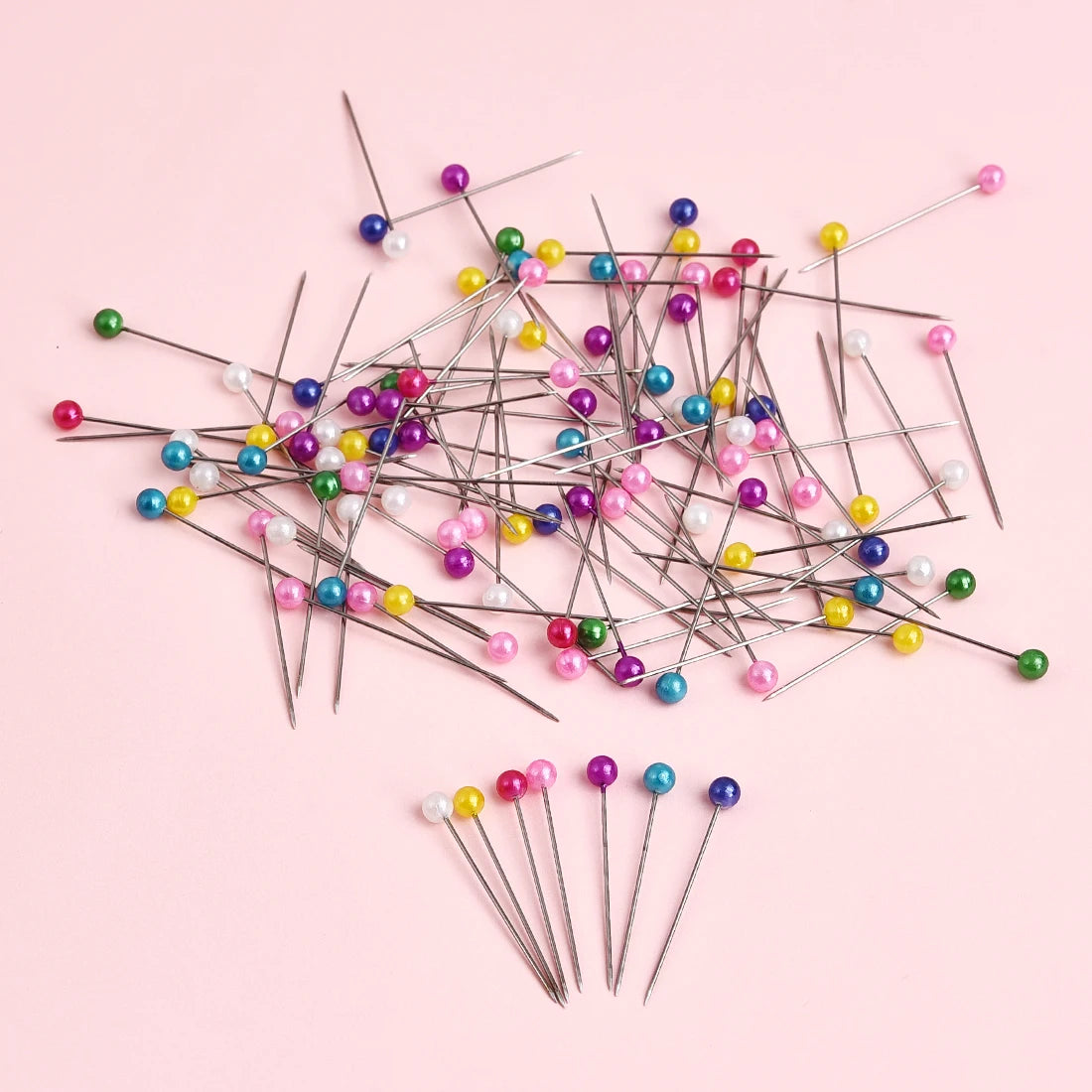 100Pcs Colorful Pearl Head Sewing Pins