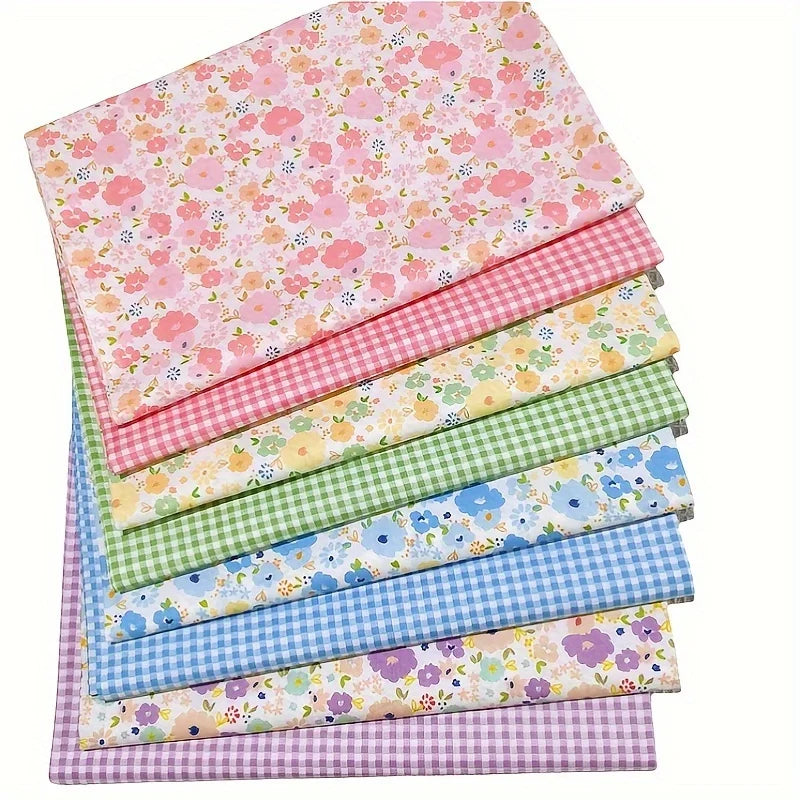 8pcs pure cotton flower cute multi-color fabric decorative fabric pre cut patchwork fabric, used for DIY sewing, scrapbooking, q