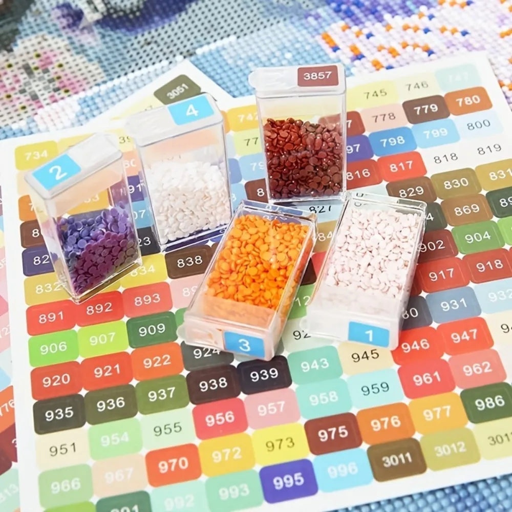 Colorful Diamond Painting Kit with DMC Chart and Square Stickers - Cross Stitch Label and Letter Stickers Included - Mosaic Art