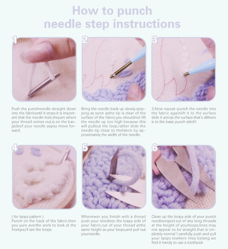 DIY Punch Needle Embroidery Kit – Floral Pattern
